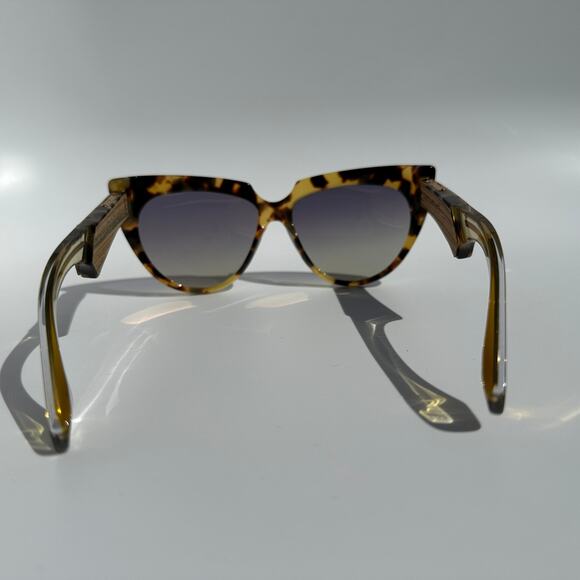 Jacques Marie Mage Edith Cat Eye Sunglasses Tortoise Wood Panels Gold BNIB Rare - Picture 7 of 16